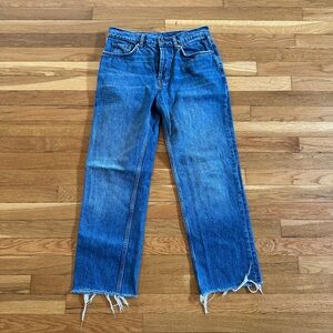 Anine Bing Distressed Blue Straight Leg Jeans